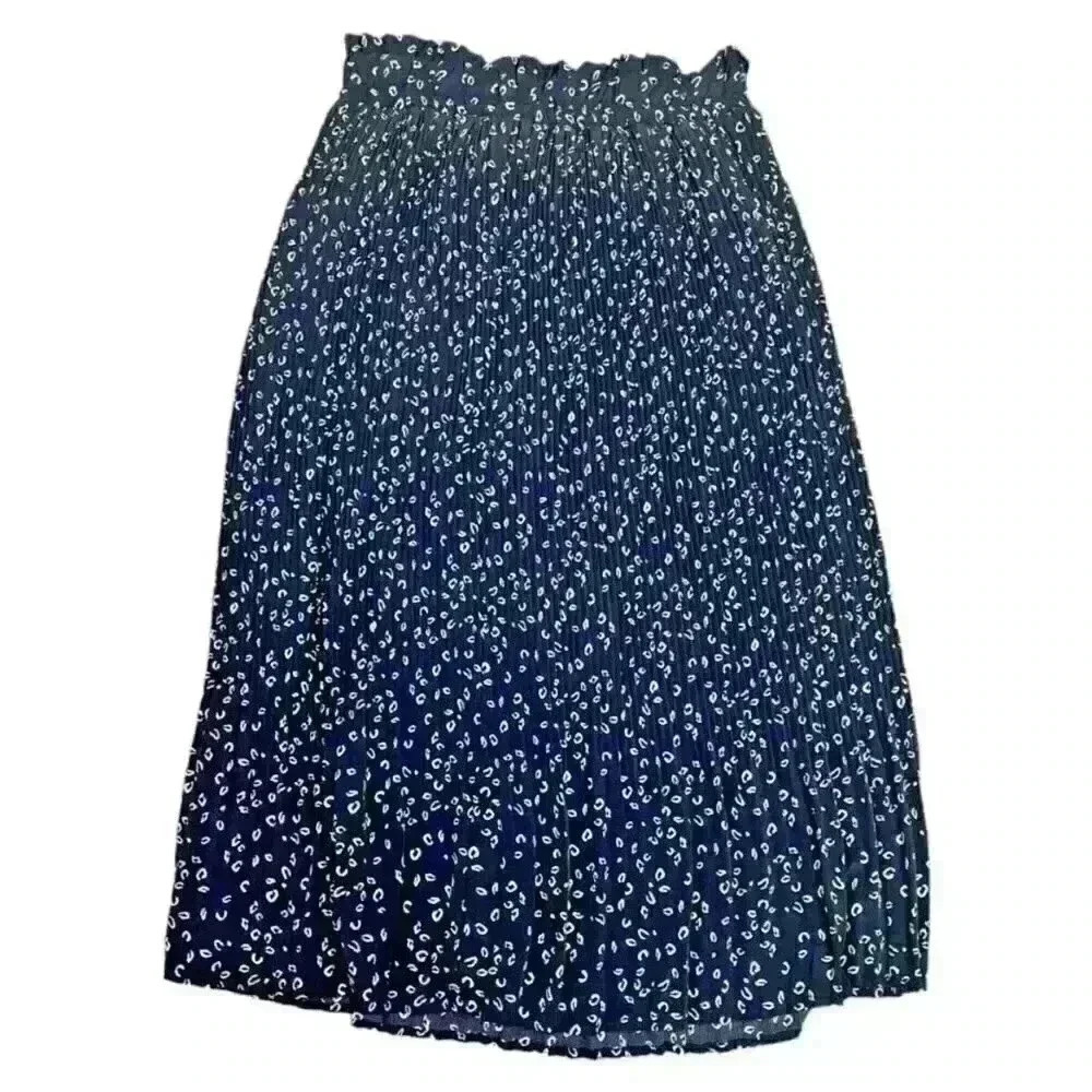 Ces Femme Black Ditsy Pleated Midi Skirt Large - Picture 2 of 5